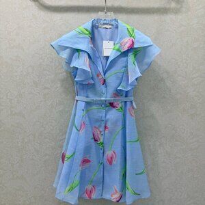 Zimmerman Court Lace Ruffle Short V-neck Vest Dress